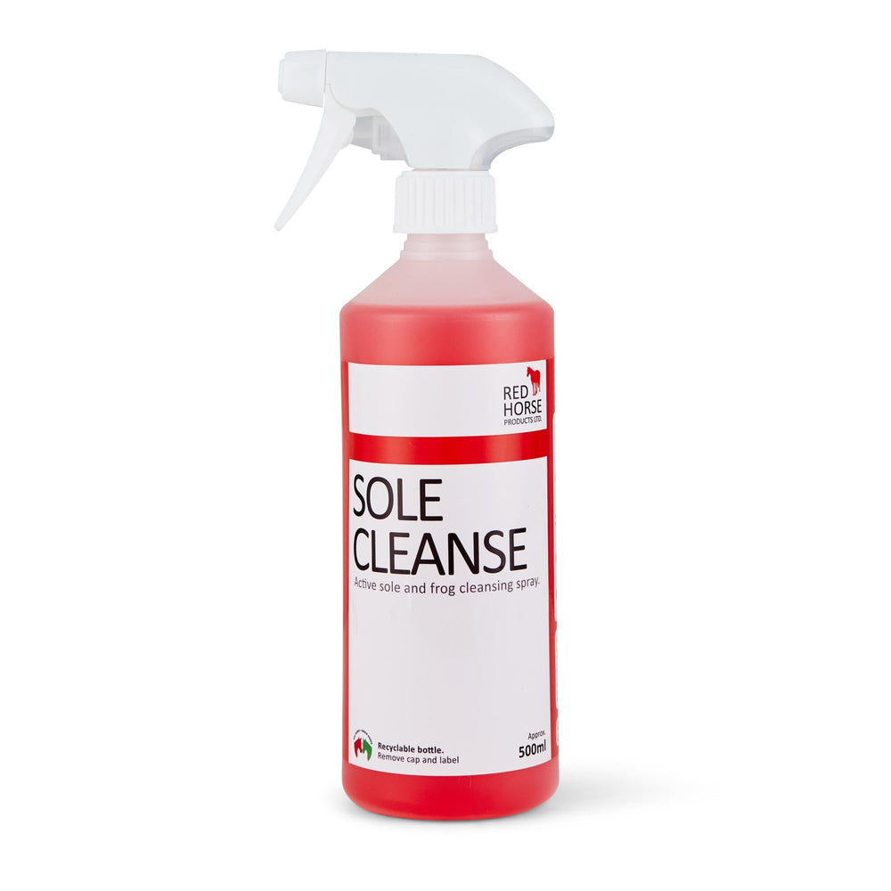 Red Horse Products Sole Cleanse 500ml bottle for daily hoof care and odor reduction