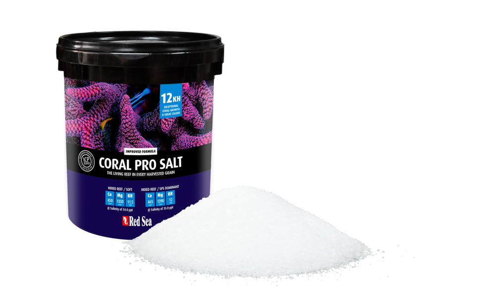 Red Sea Coral Pro Reef Salt Mix 55-gallon yield shown for scalable marine aquariums.