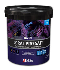 Red Sea Coral Pro Reef Salt Mix small bucket label closeup showing reef-chemistry focus.