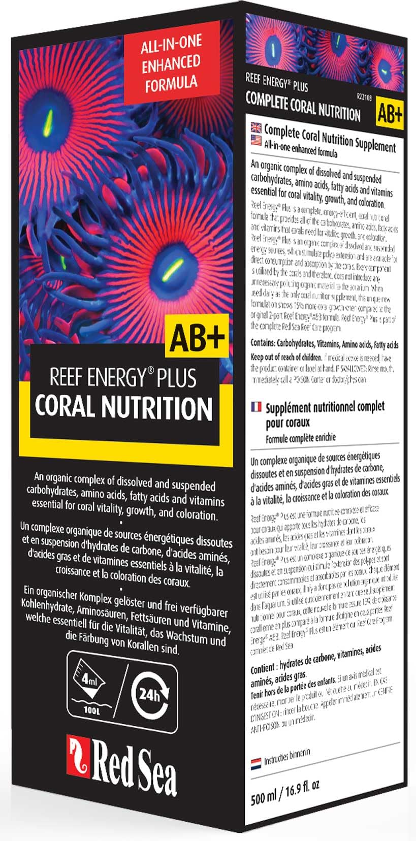 Red Sea Reef Energy Plus automatic dosing setup enables convenient feeding.
