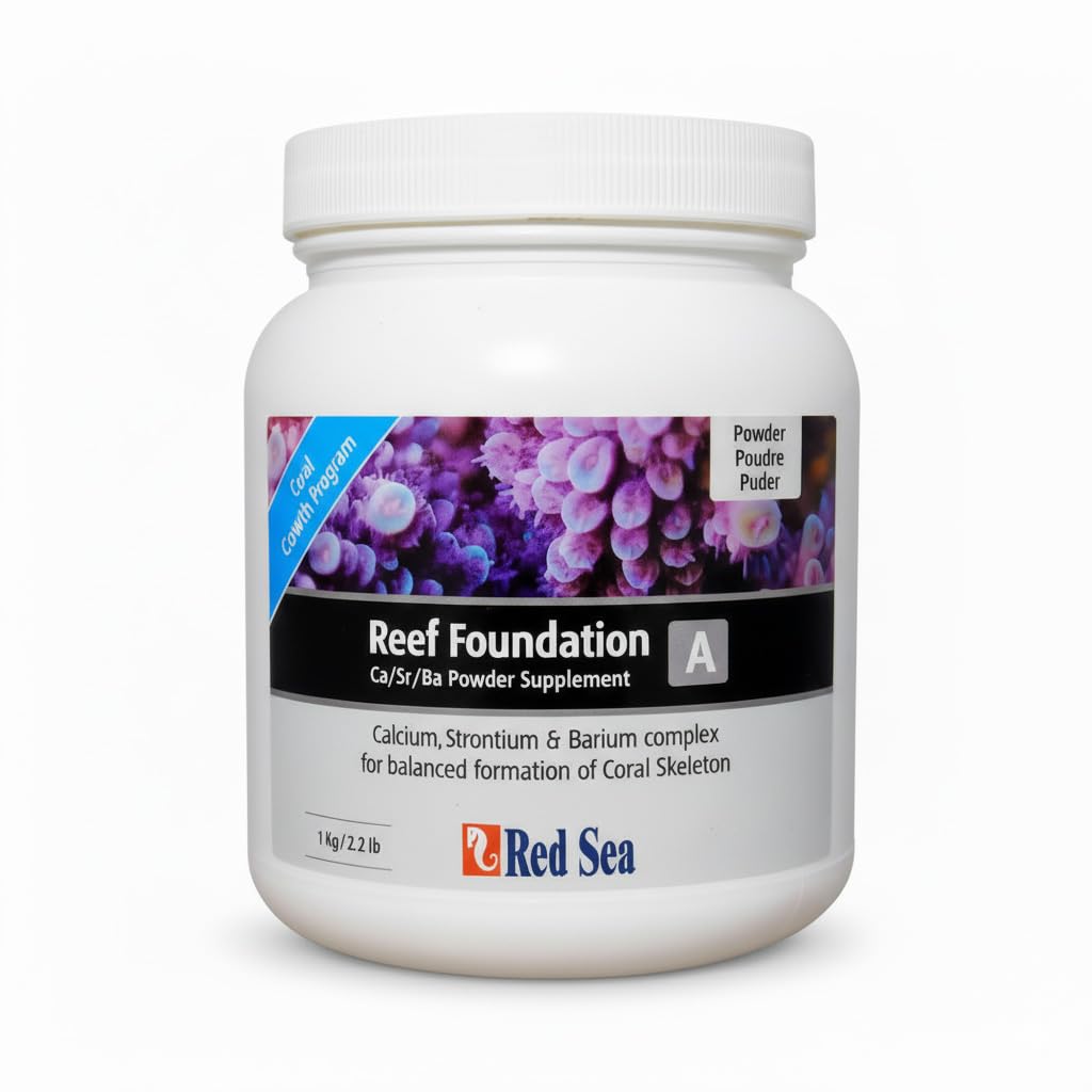 Red Sea Reef Foundation A dosing-label closeup explains recommended usage for stable tank chemistry.