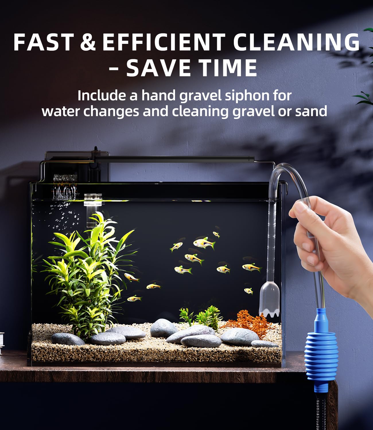 Red Tail Fish siphon vacuum for simple water changes and cleaning.