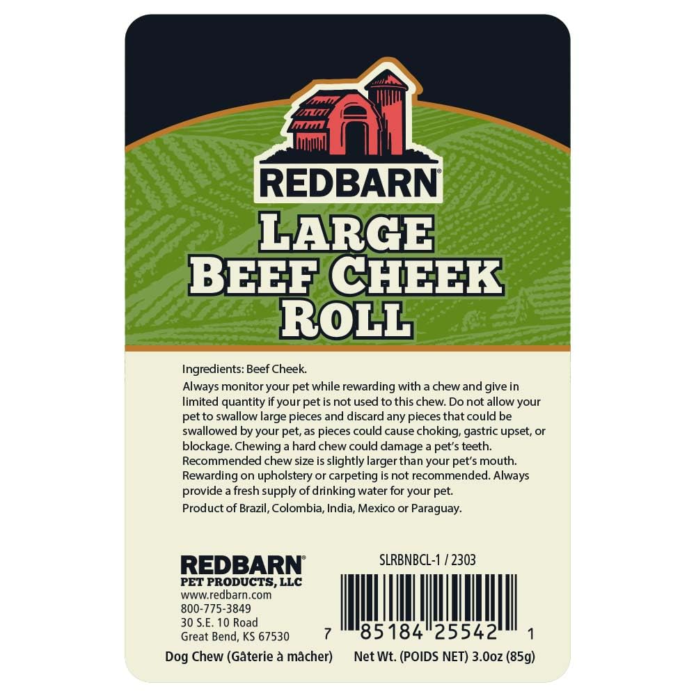 Redbarn beef cheek rolls quality assurance badge illustrating safety testing.