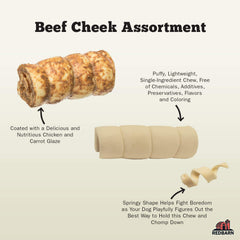 Redbarn beef cheek rolls texture close-up showing a durable, chew-friendly treat.
