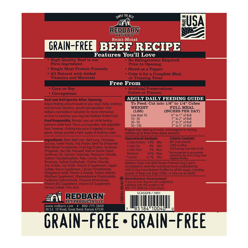Redbarn beef dog food roll slices illustrate a versatile feeding option for treats or training.