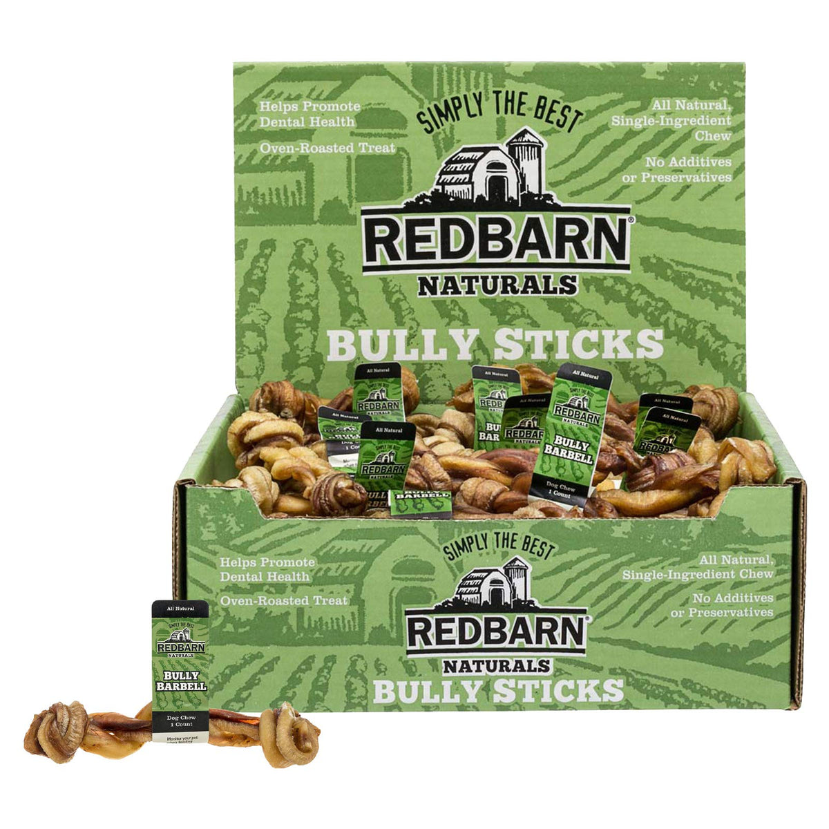 Redbarn Bully Barbells pack of 10 offers long-lasting canine enrichment.