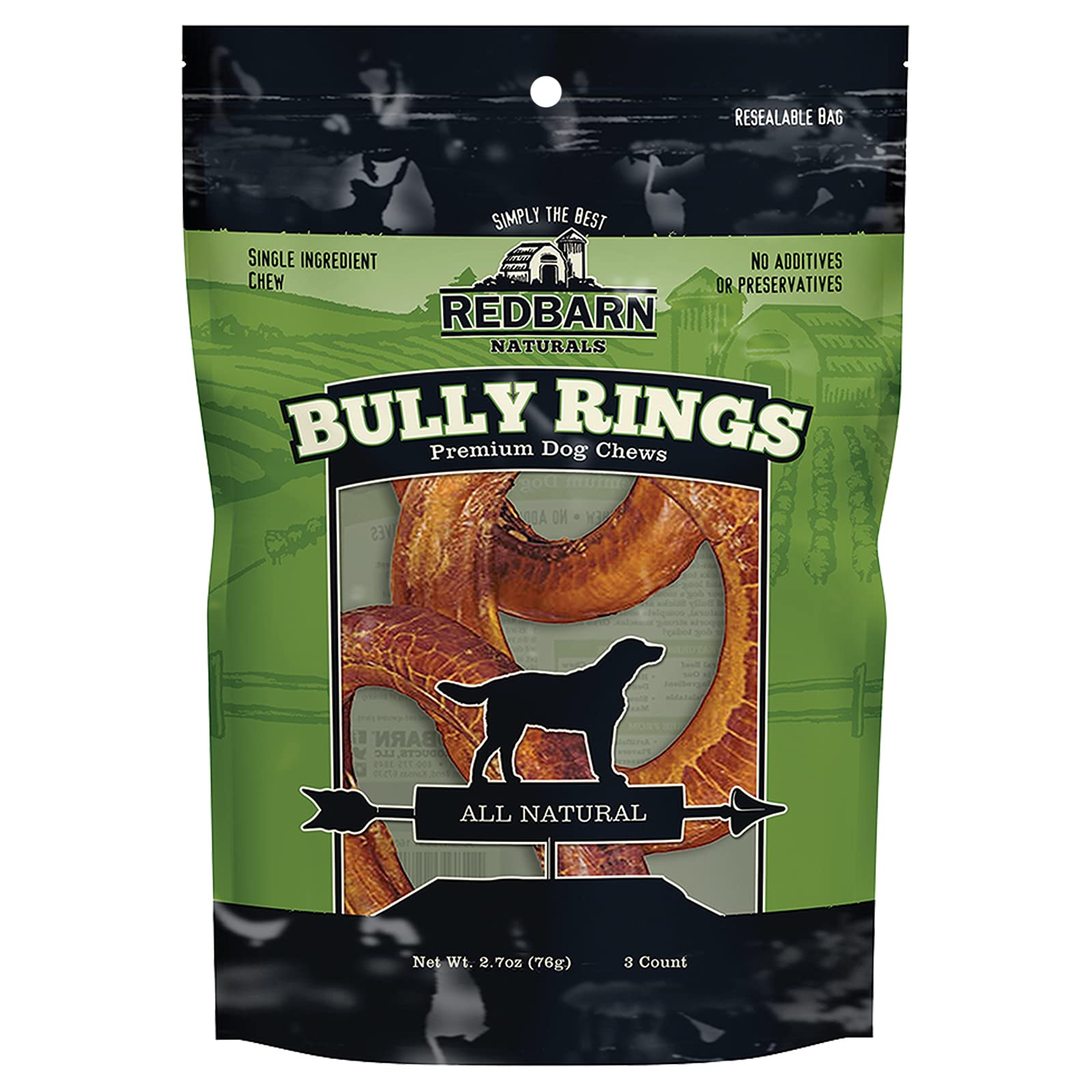 Redbarn Bully Rings pack-3-8 image shows a convenient multi-pack chew for long-lasting dog entertainment.