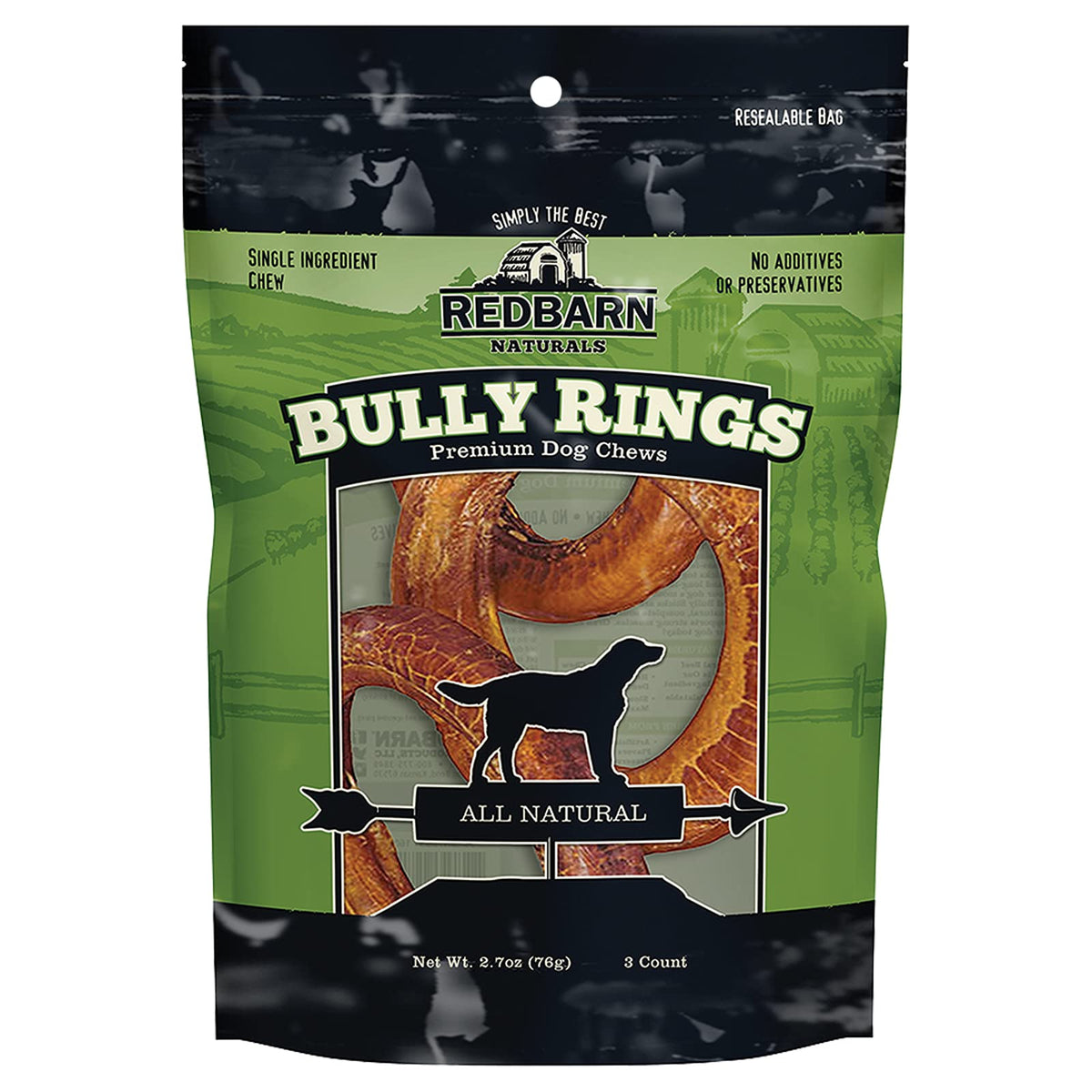 Redbarn Bully Rings pack-3-8 image shows a convenient multi-pack chew for long-lasting dog entertainment.