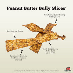 Redbarn Bully Slices gravy-coated cow hide close-up for flavorful dental chew