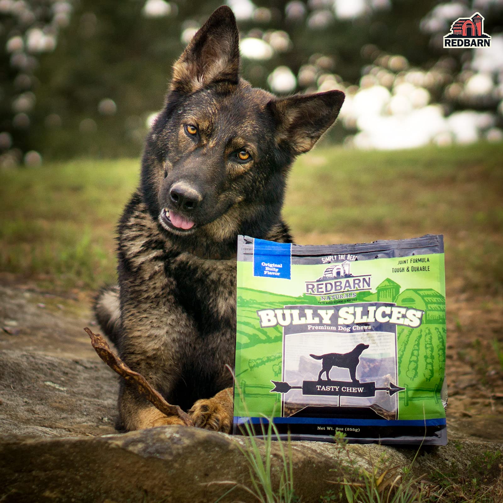 Redbarn Bully Slices packaging 3-pack open shot signals value and convenience.