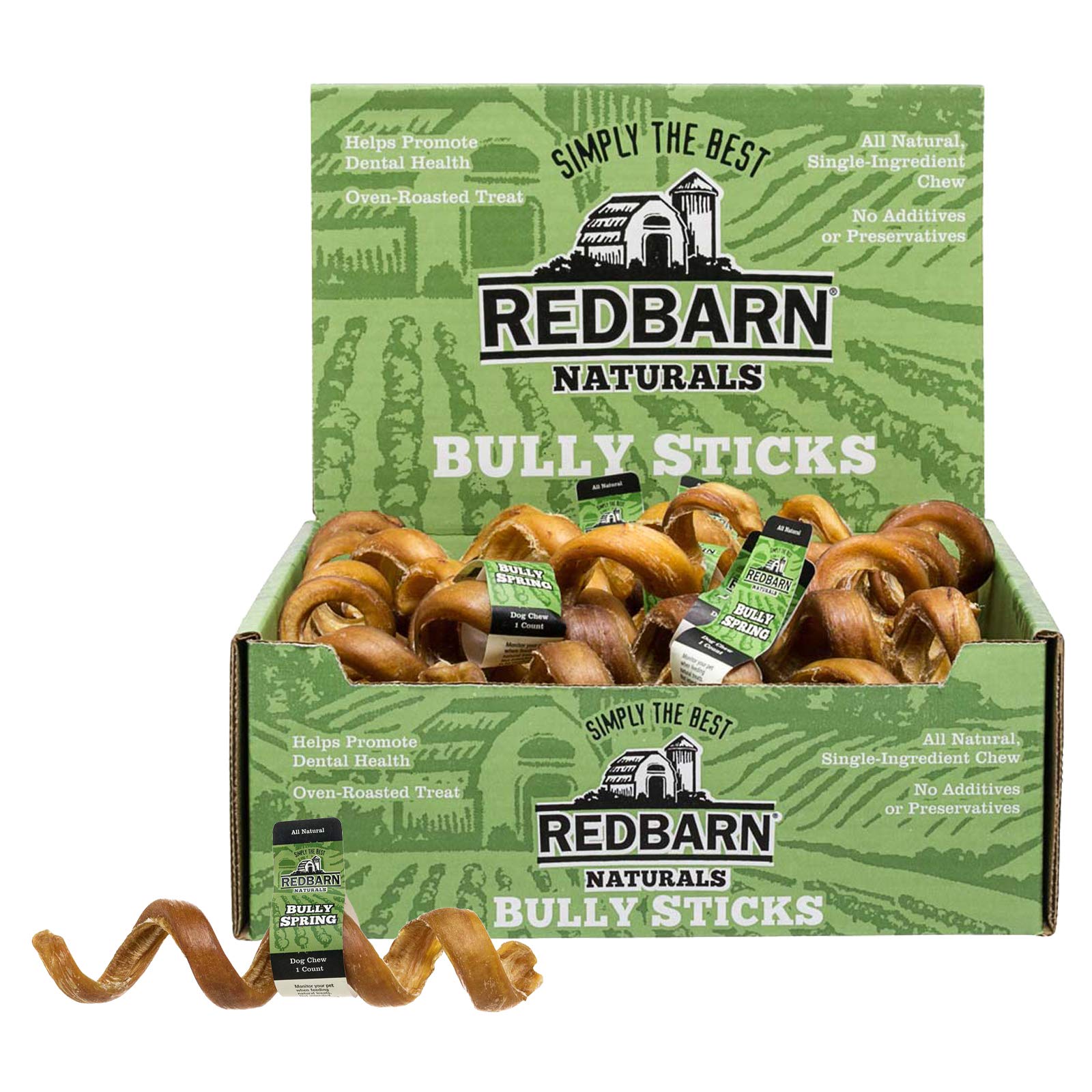 Redbarn Bully Springs 12-pack front view — long-lasting chew for dental care