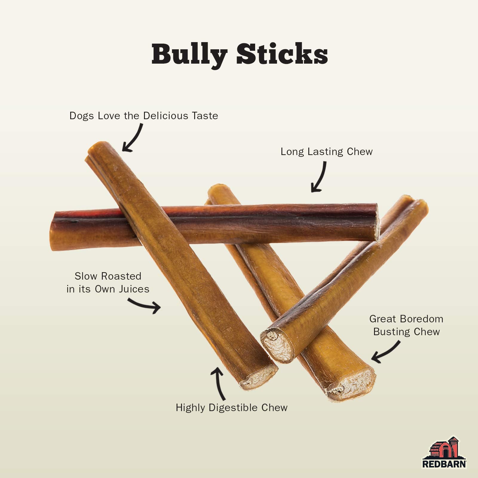 Redbarn Bully Stick 7in in-use shot demonstrates durable chew that lasts.