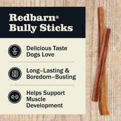 Redbarn bully stick 7in packaging detail — low odor option for households.