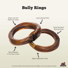 Redbarn Bully Stick Rings dog chewing action demonstrates long-lasting enrichment.