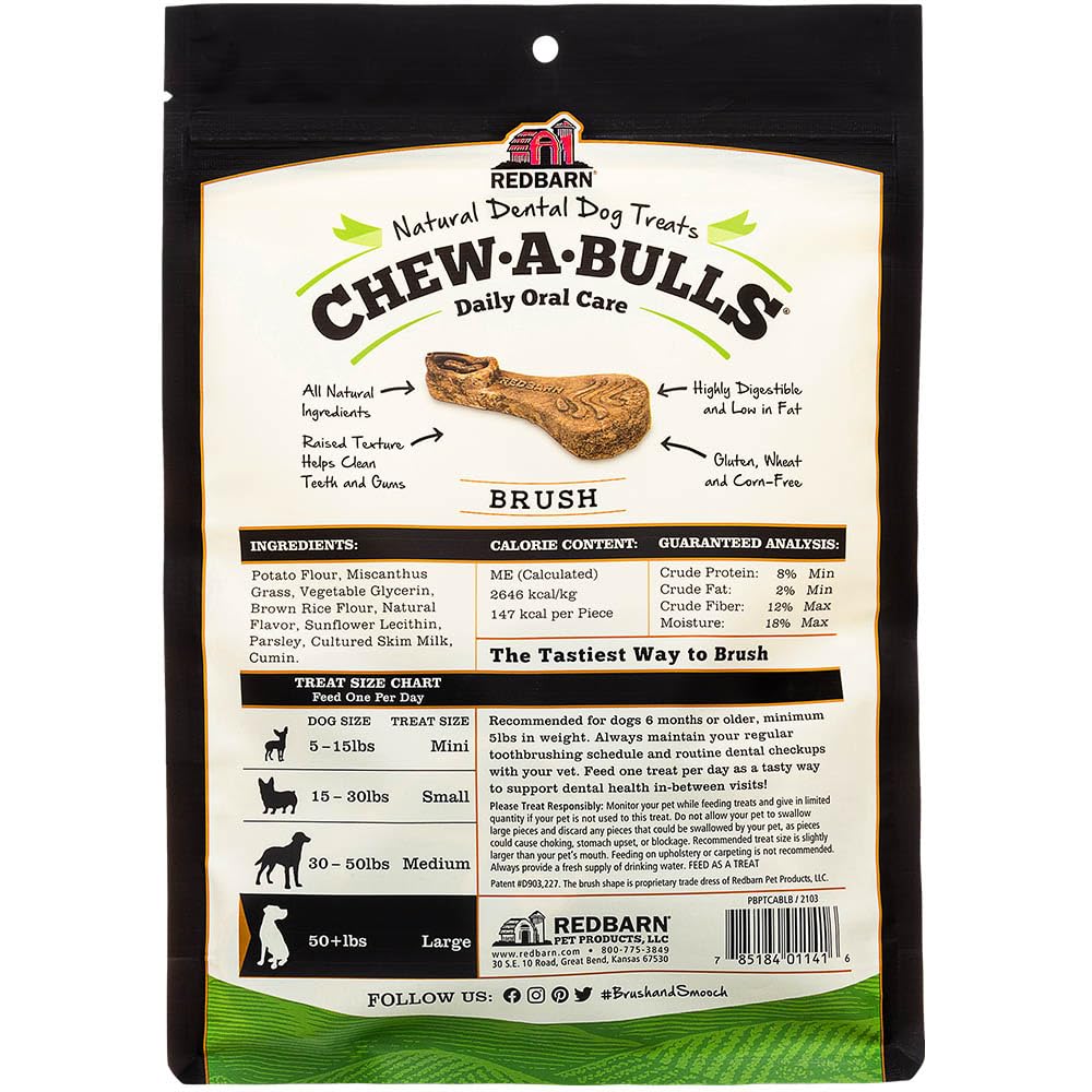 Redbarn Chew-A-Bulls 6-pack on display for value and routine.