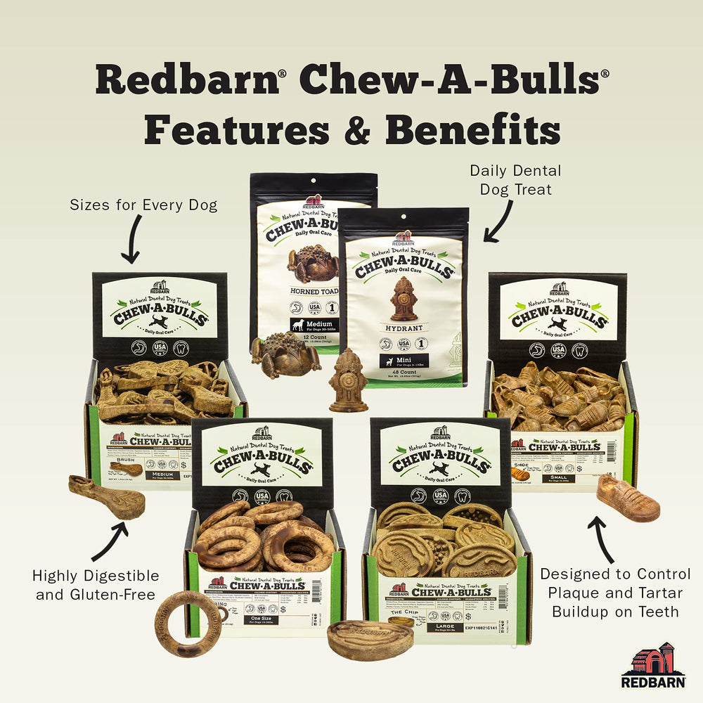 Redbarn Chew-A-Bulls small brush back reveals rigorous QA testing for safety.