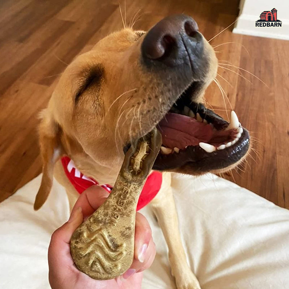 Redbarn Chew-A-Bulls small brush natural ingredients label highlights cumin and parsley.