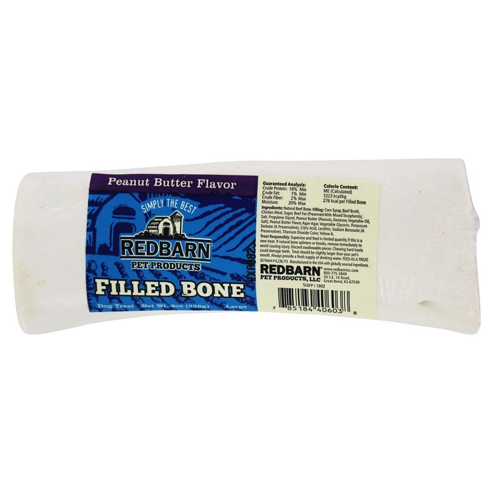 Redbarn Filled Bone Peanut Butter Large Pack 2 chew-session shows long-lasting entertainment and dental-friendly crunch.