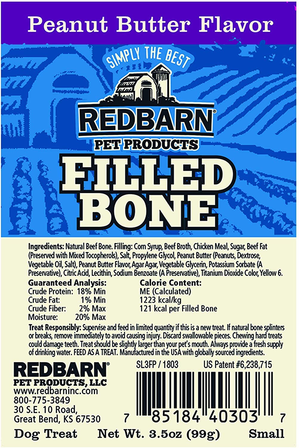 Redbarn Filled Dog Bones durable dental treat closeup emphasizes natural beef flavor and mess-free use.
