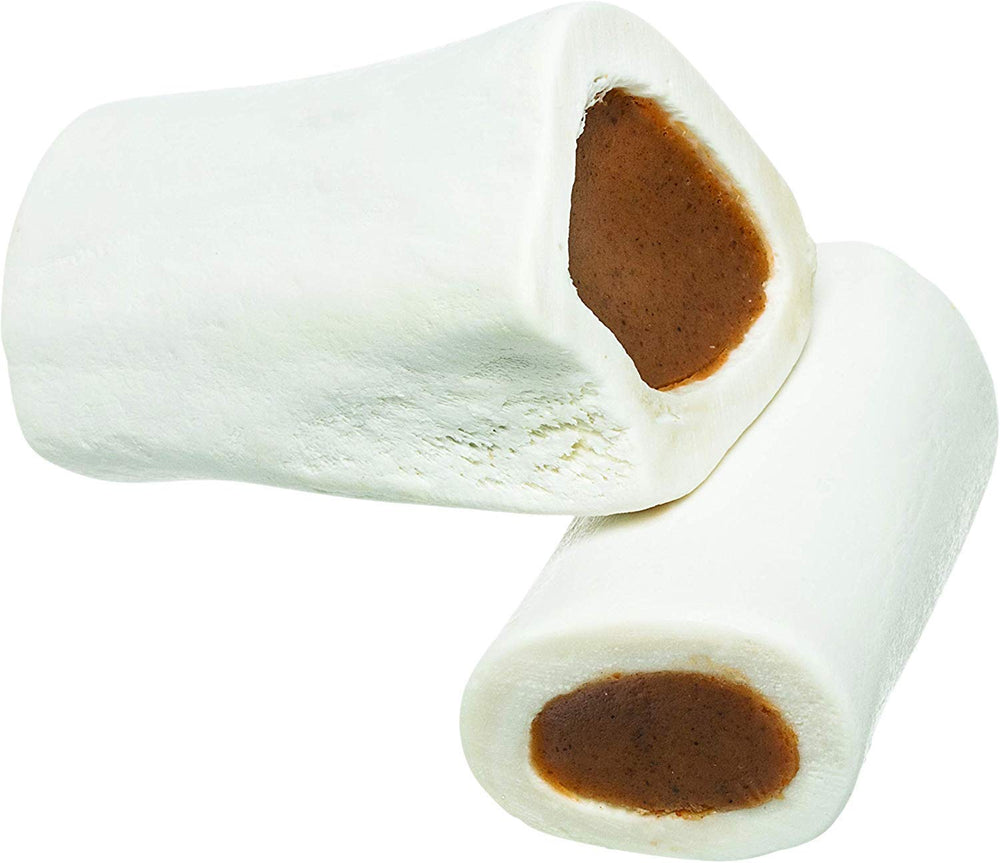 Redbarn Filled Dog Bones small chewer closeup highlights durable texture for aggressive chewers.