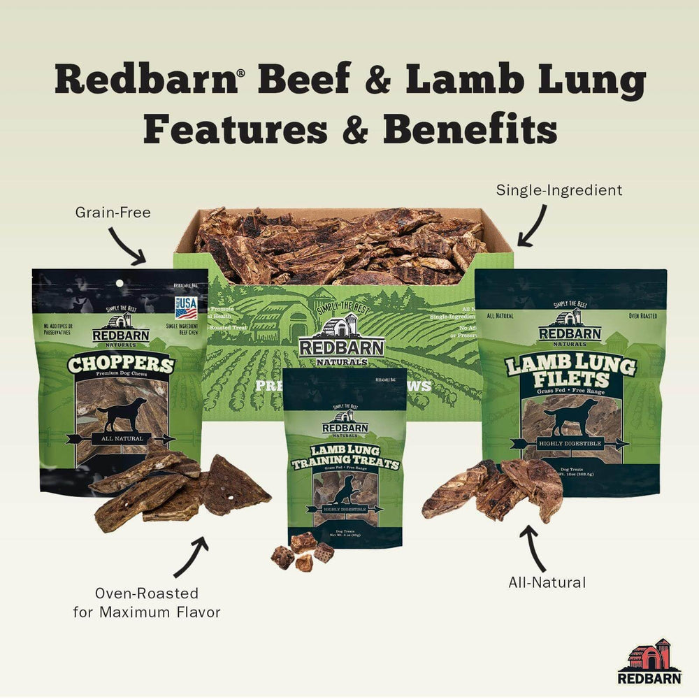 Redbarn Lamb Lung Filets USA-made packaging signals trusted craftsmanship