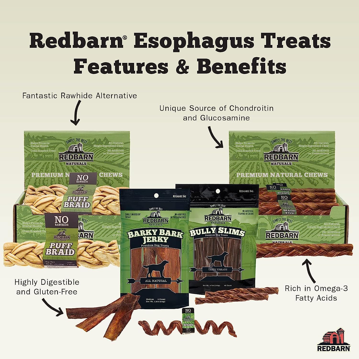 Redbarn Naturals Barky Bark dog enjoying treat - positive reward during training.