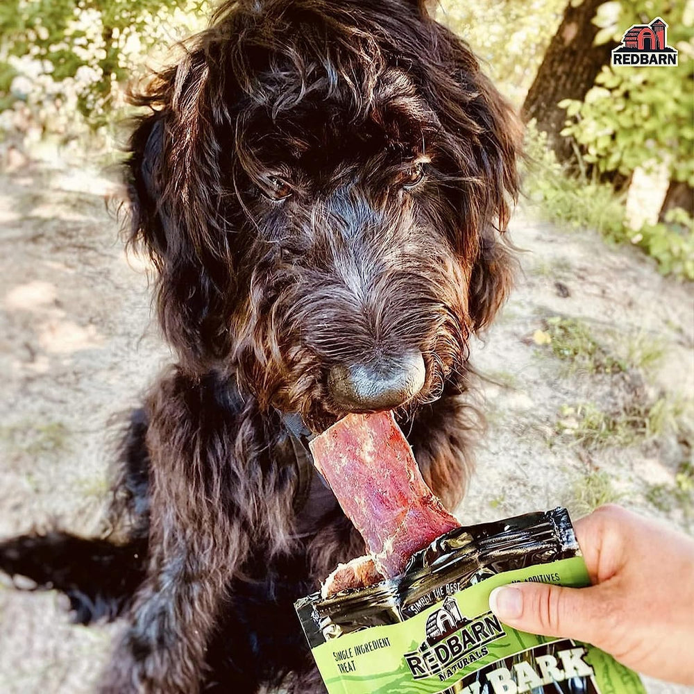 Redbarn Naturals Barky Bark texture close-up - chewy beef bite with satisfying chew.
