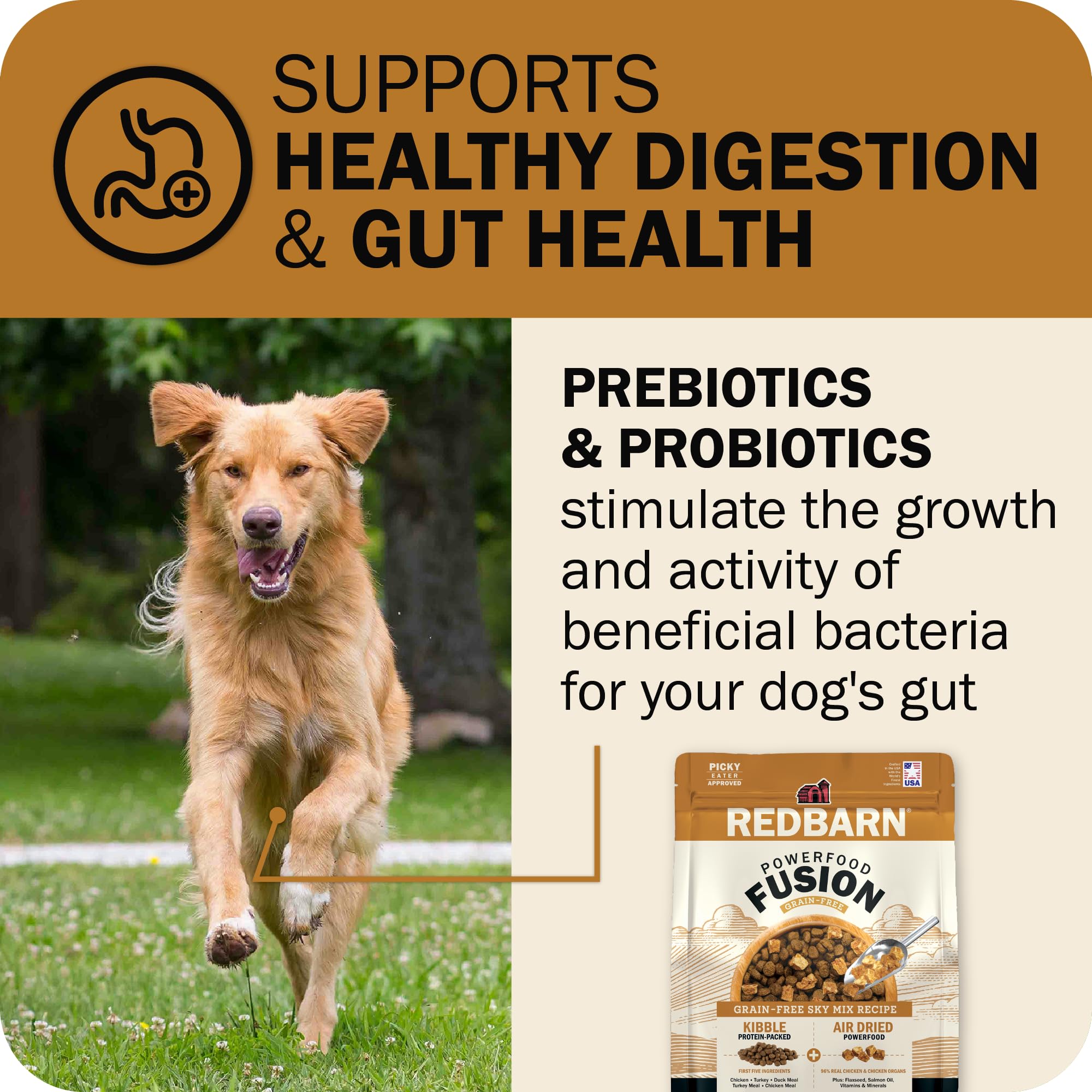 Redbarn Powerfood flaxseed ingredient signals fiber and immune-support benefits.