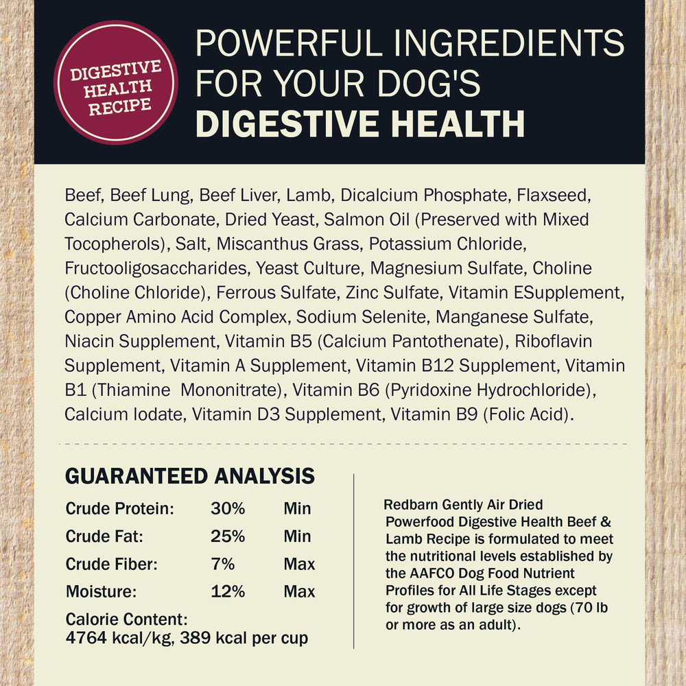Redbarn Powerfood powdery texture close-up highlights air-dried crunch