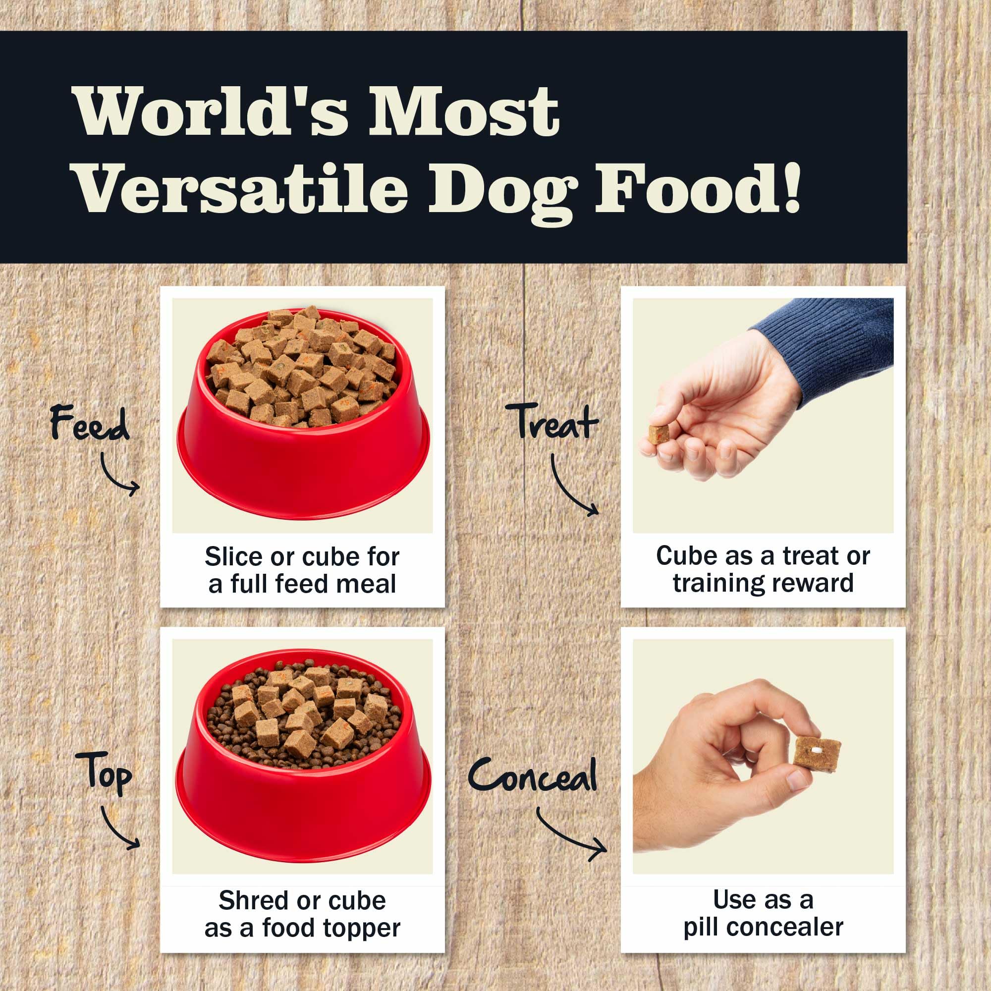 Redbarn Premium Rolled Dog Food Beef Recipe opened roll ready for quick serving.
