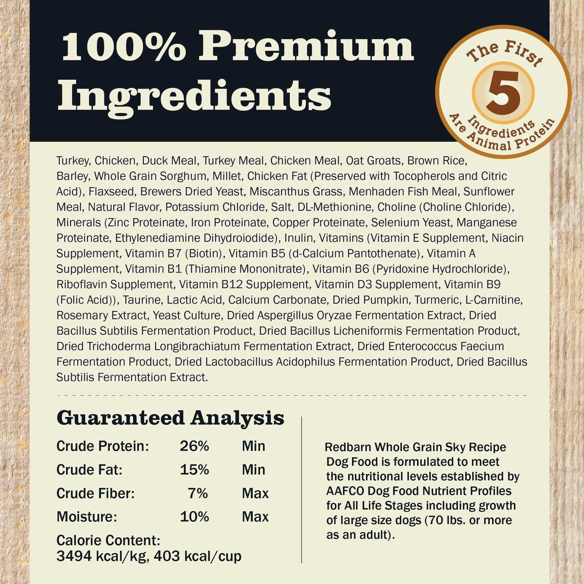 Redbarn Serving dry dog food demonstrates an easy to serve meal.