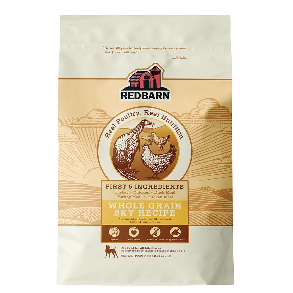 Redbarn Sky Chicken Recipe dry dog food bowl promotes balanced energy for adults.