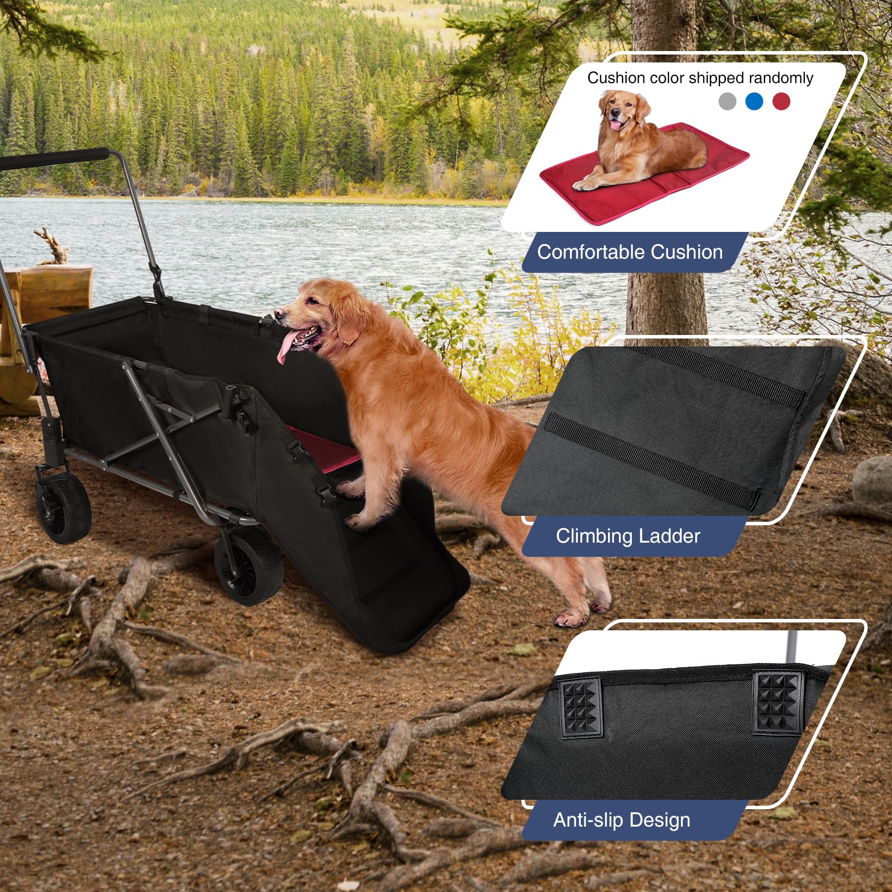 REDCAMP wagon handle with lock helps steady cruising