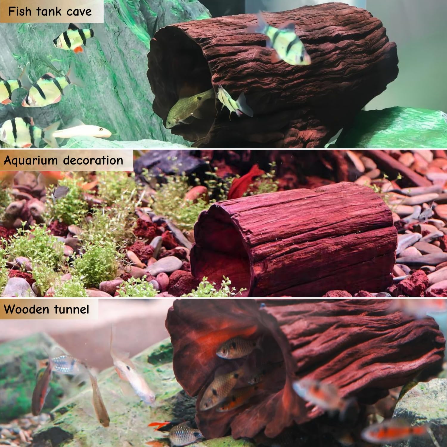 Redfeiyang Betta Wood Tunnel model highlights natural materials for habitat realism.