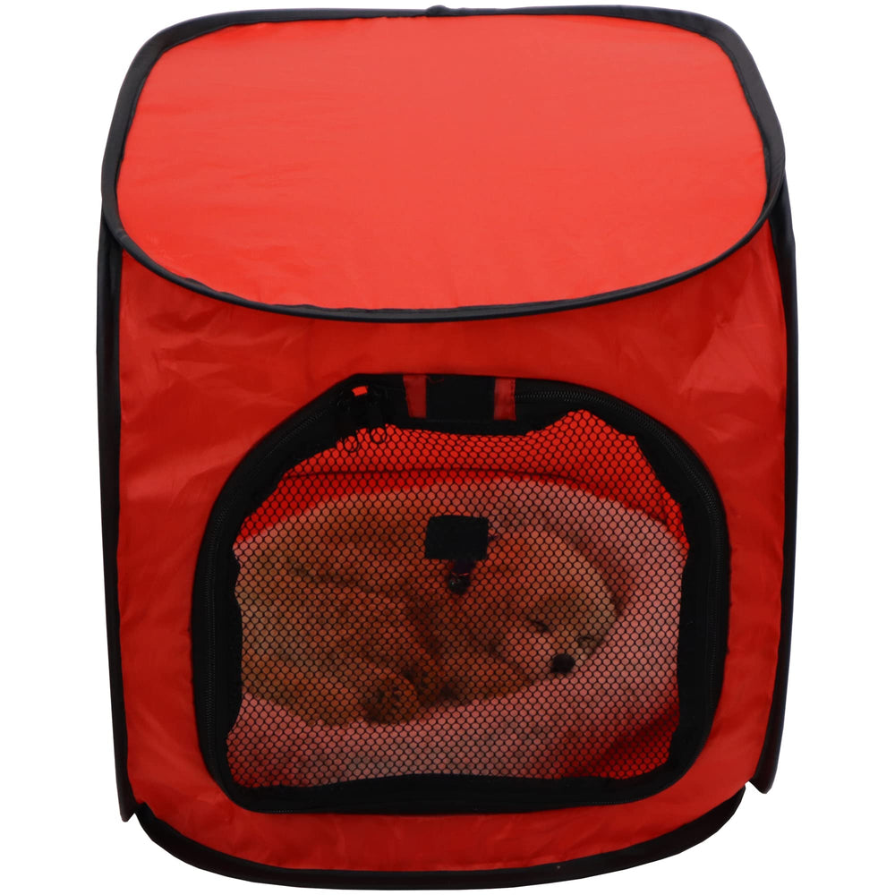 Redmon portable pet crate small netted windows provide airflow and visibility.