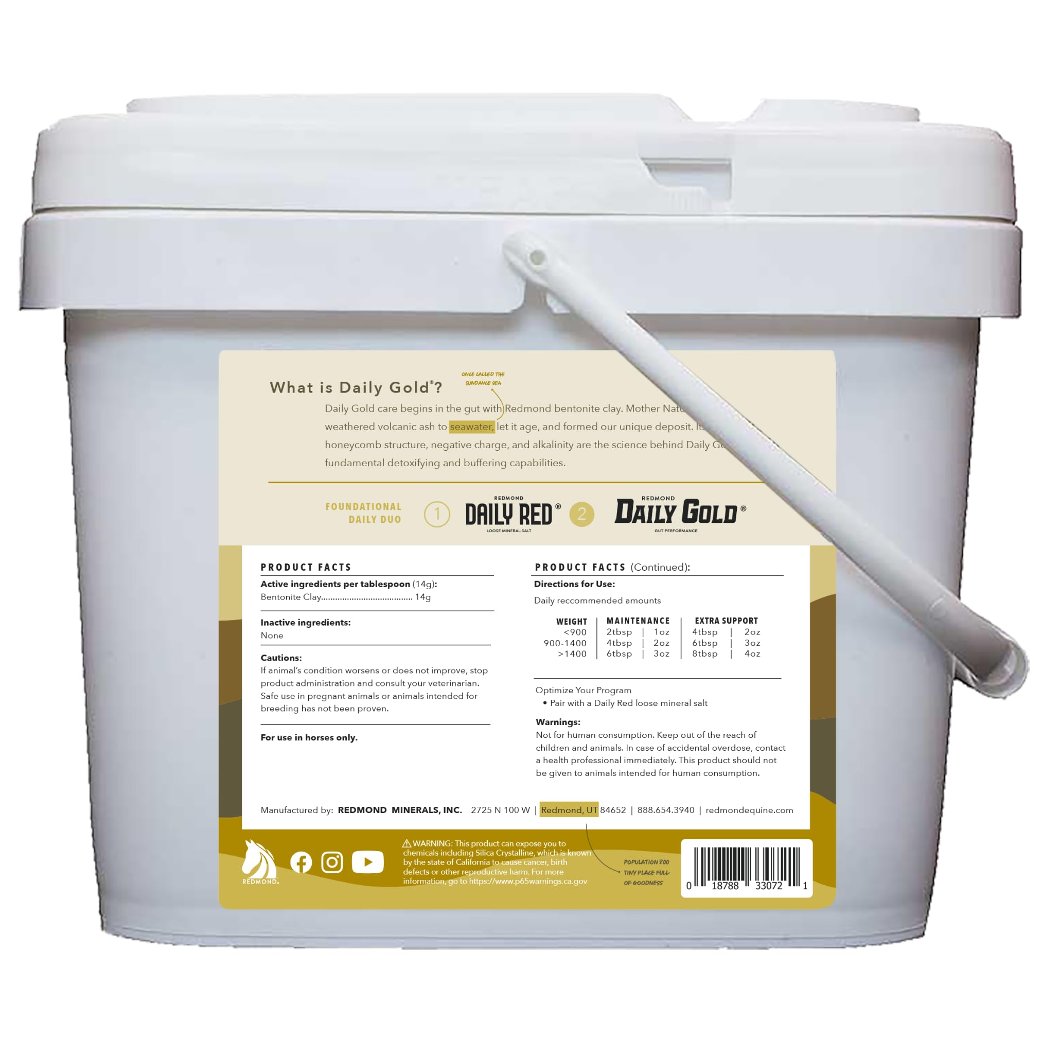 Packaging and label of Redmond Daily Gold highlighting natural ingredients.