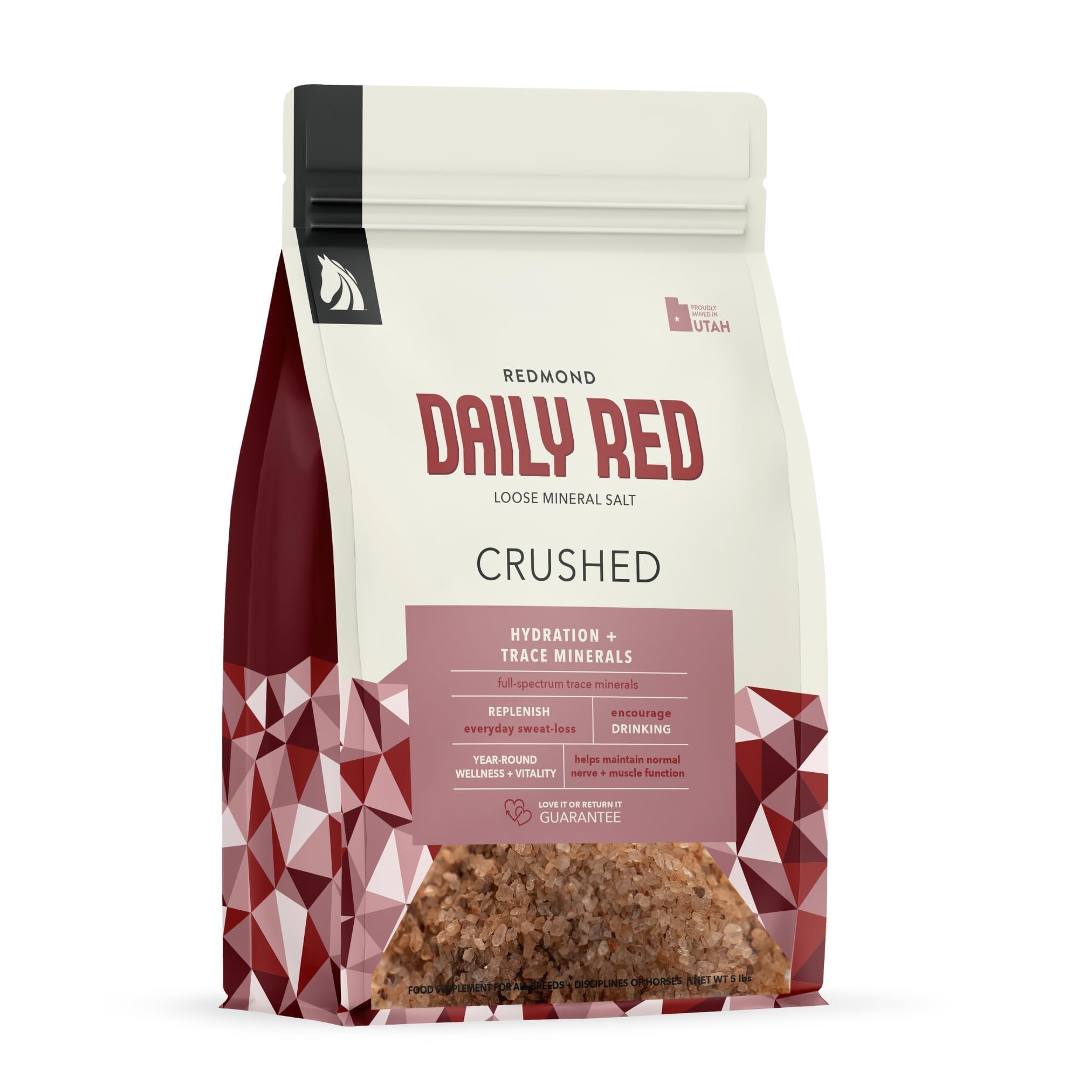 Redmond Daily Red Crushed bag ready for daily salt and mineral supplementation.