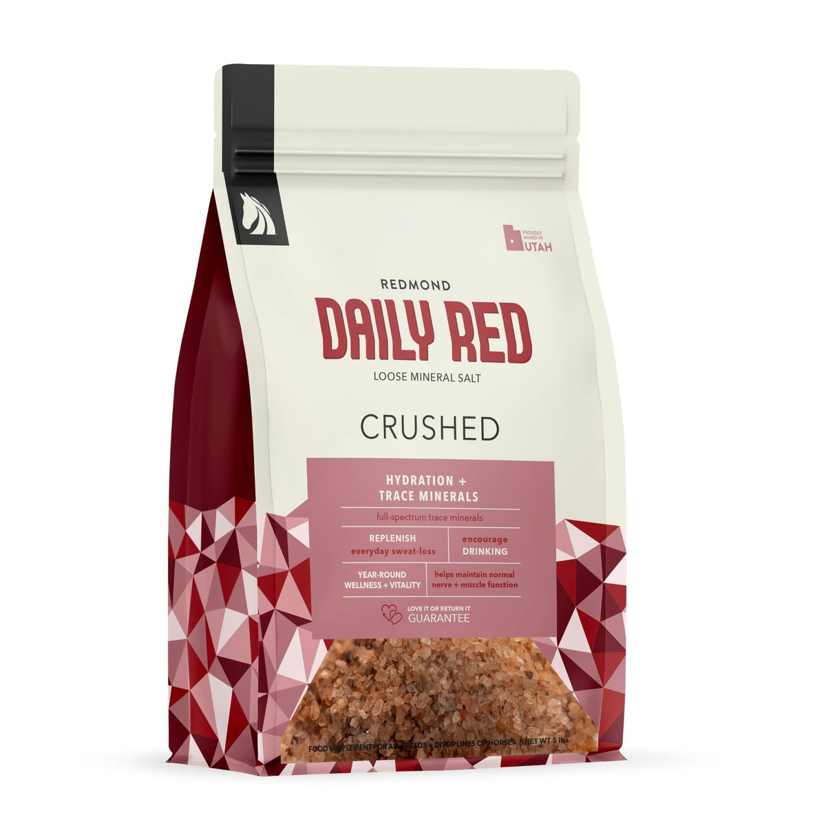 Redmond Daily Red Crushed bag ready for daily salt and mineral supplementation.