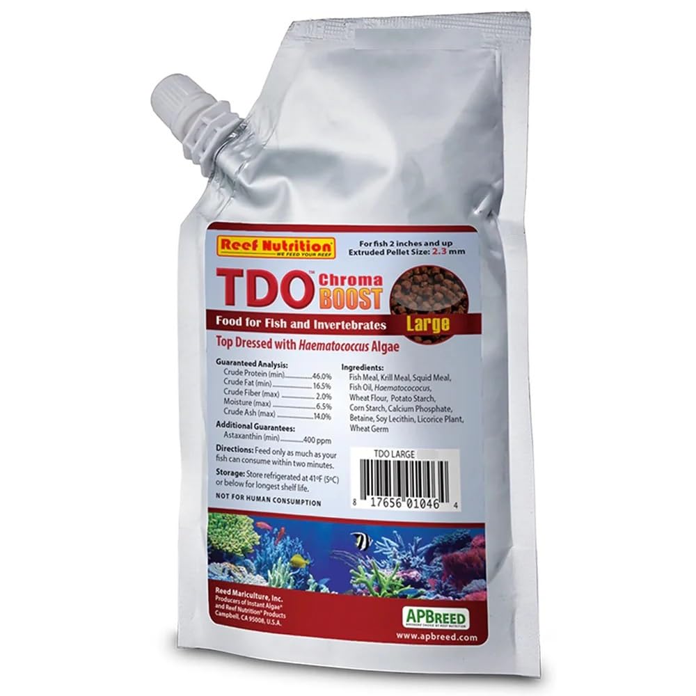 Reed Mariculture TDO Chroma Boost large pellet for daily feeding supports color vibrancy