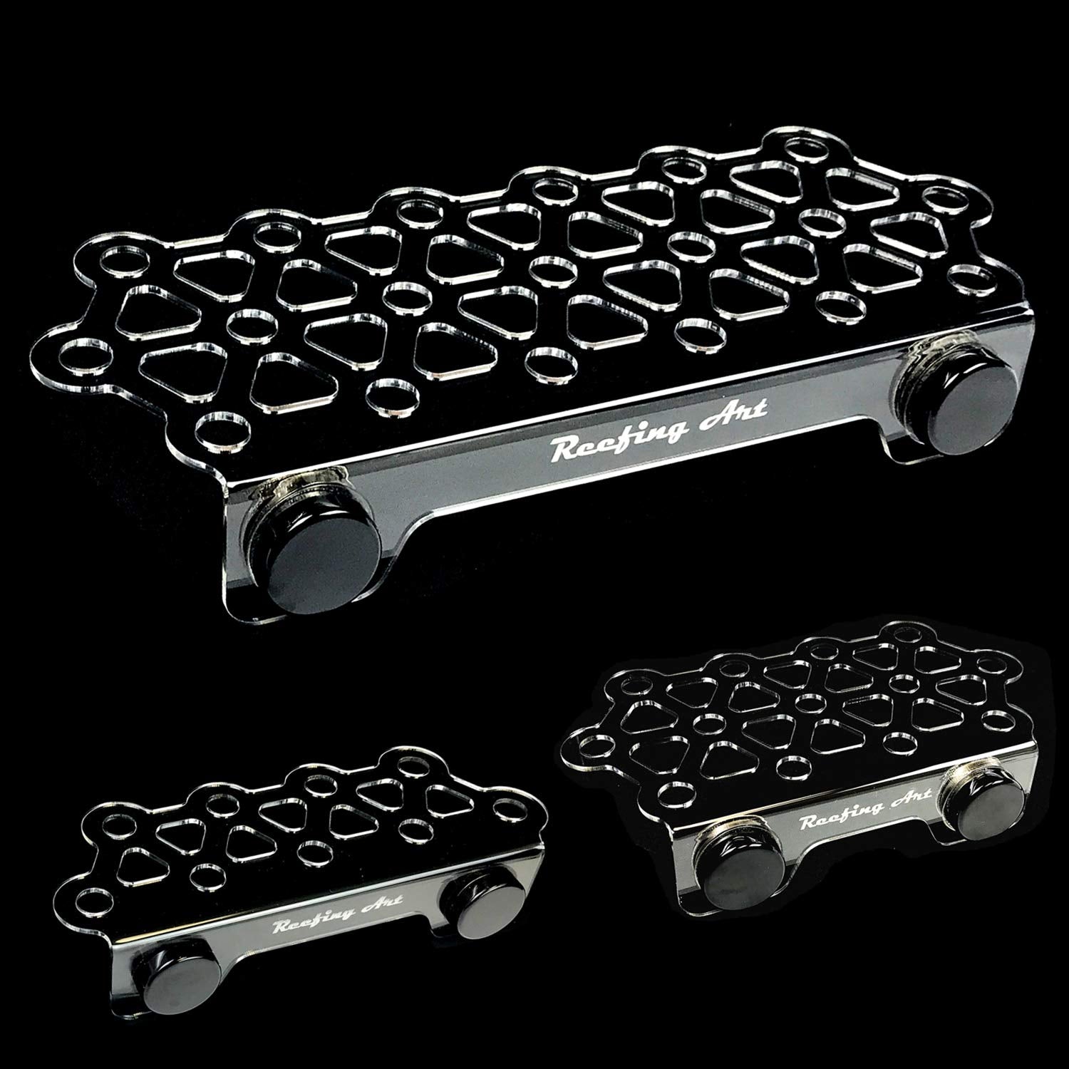 Reefing Art frag rack 12x4 neatly organizes frag plugs for quick access and propagation.