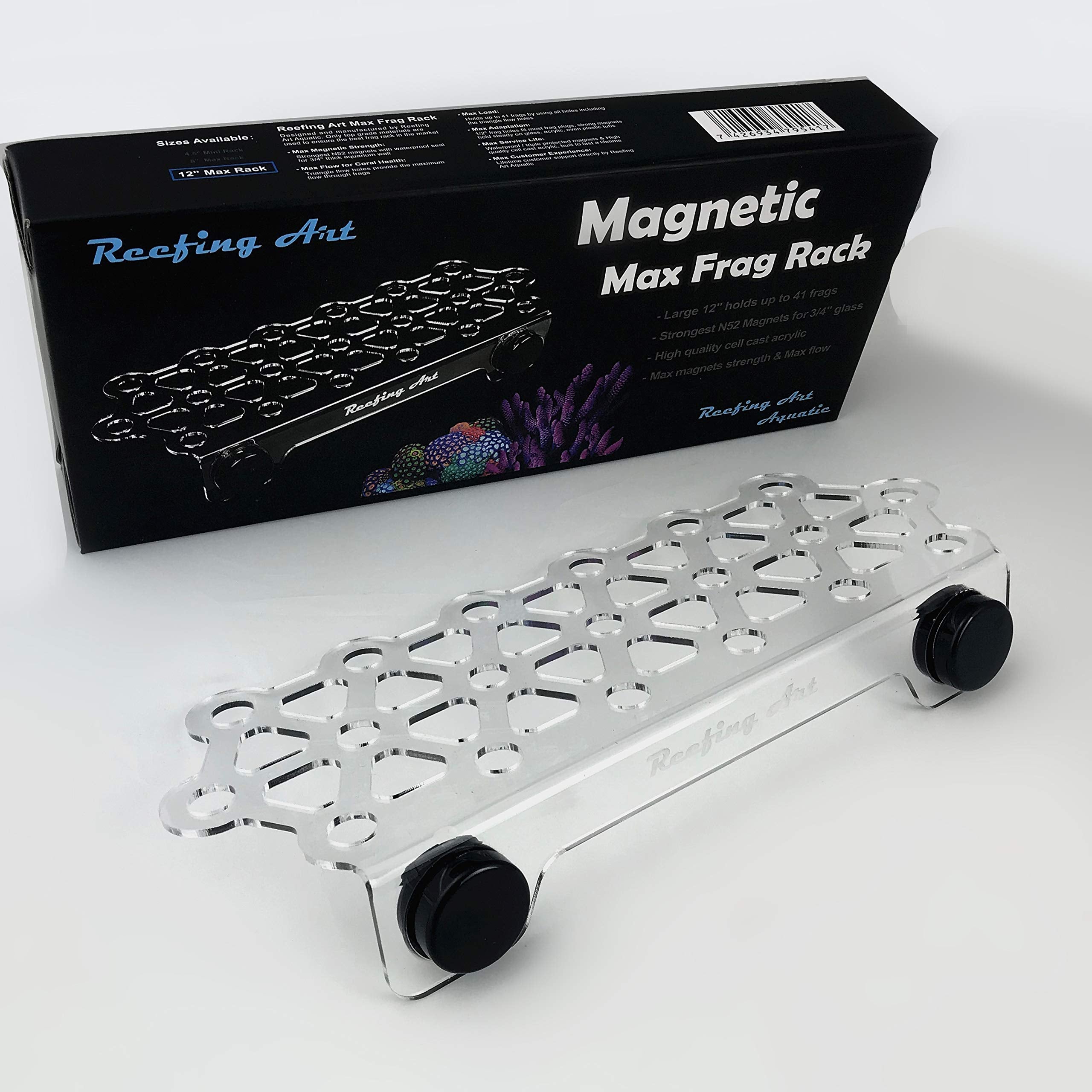 Reefing Art frag rack 41-frags-capacity supports larger propagation setups with ample space.