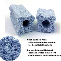 Reefing Art ceramic bio filter media close-up reveals porous interior for efficiency