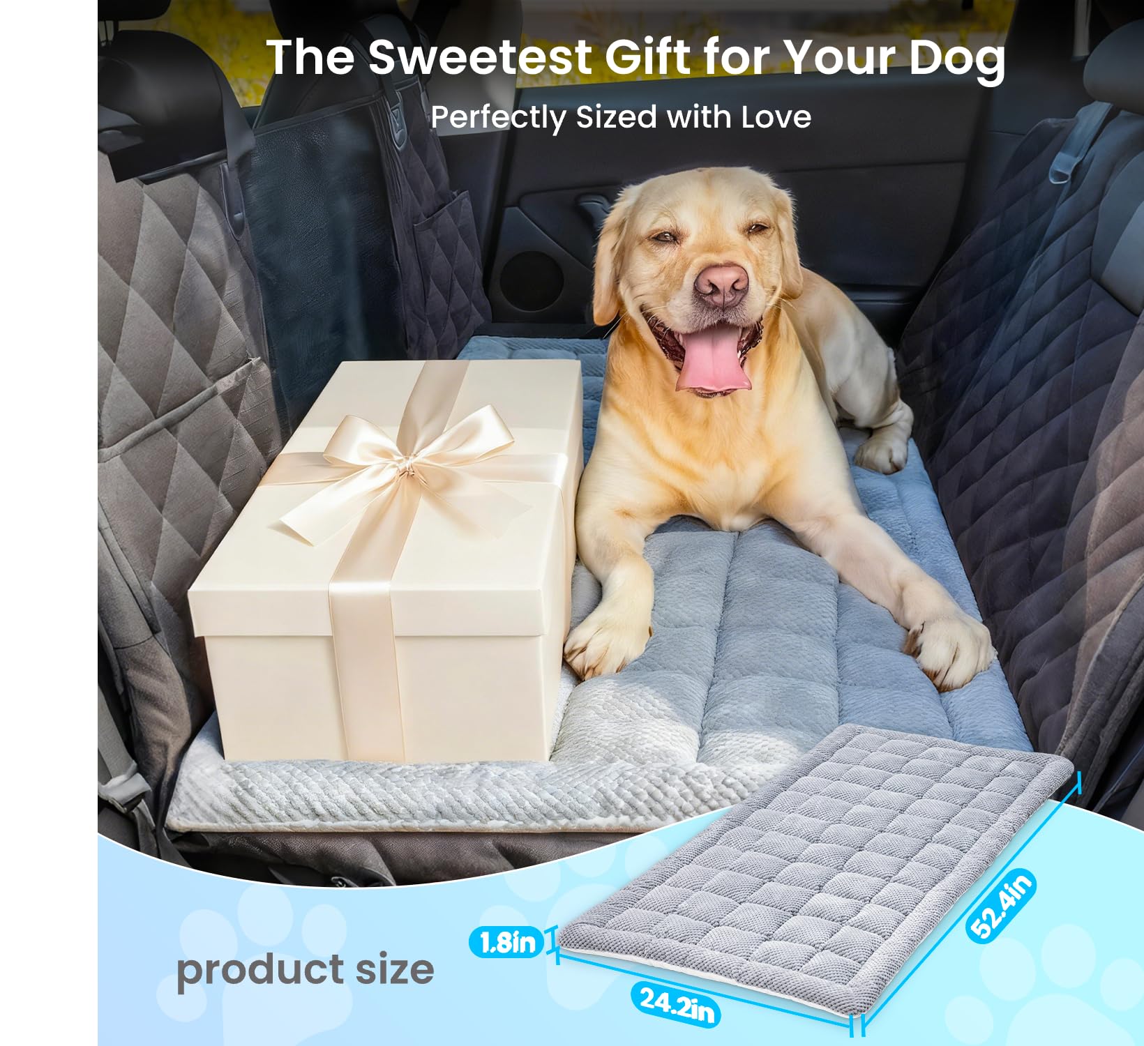 REEVAA Dog Bed Mat fits trucks and SUVs back seats with extenders