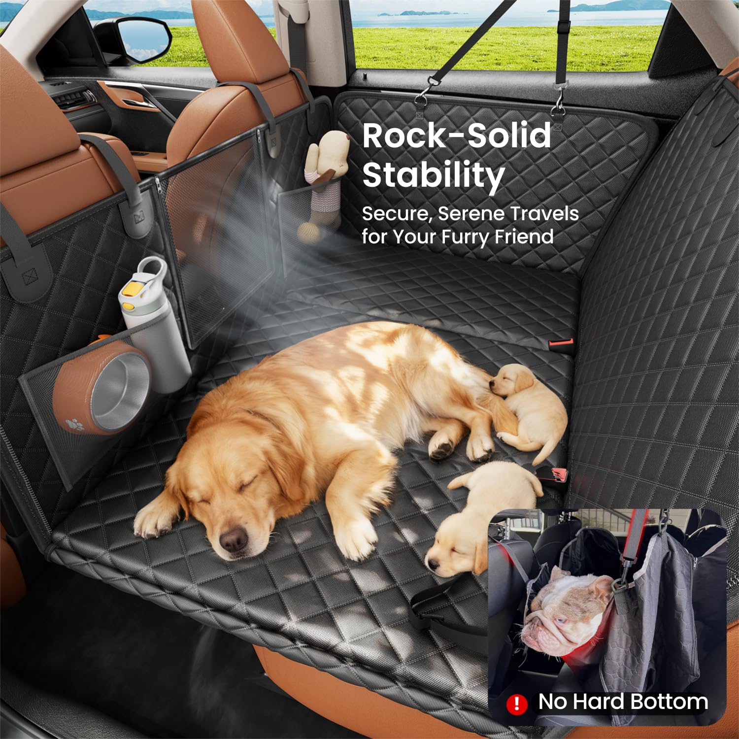 REEVAA dog seat cover with mesh window for air flow and calmer trips.