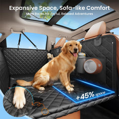 REEVAA dog seat cover showing waterproof fabric for easy cleanup.