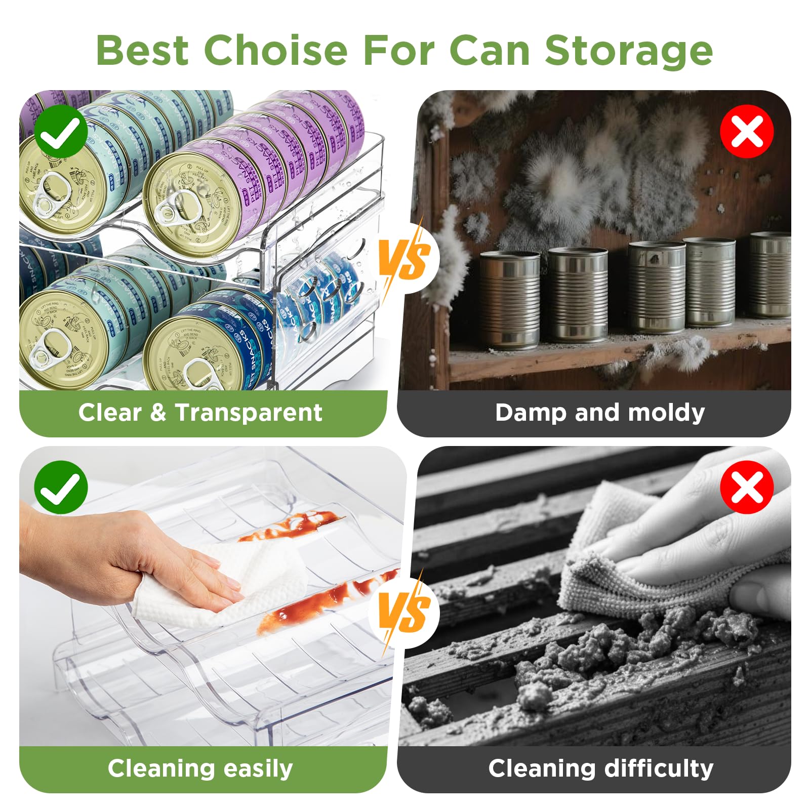 Reflying cat food can organizer anti-spill raised edges prevent spills on shelves