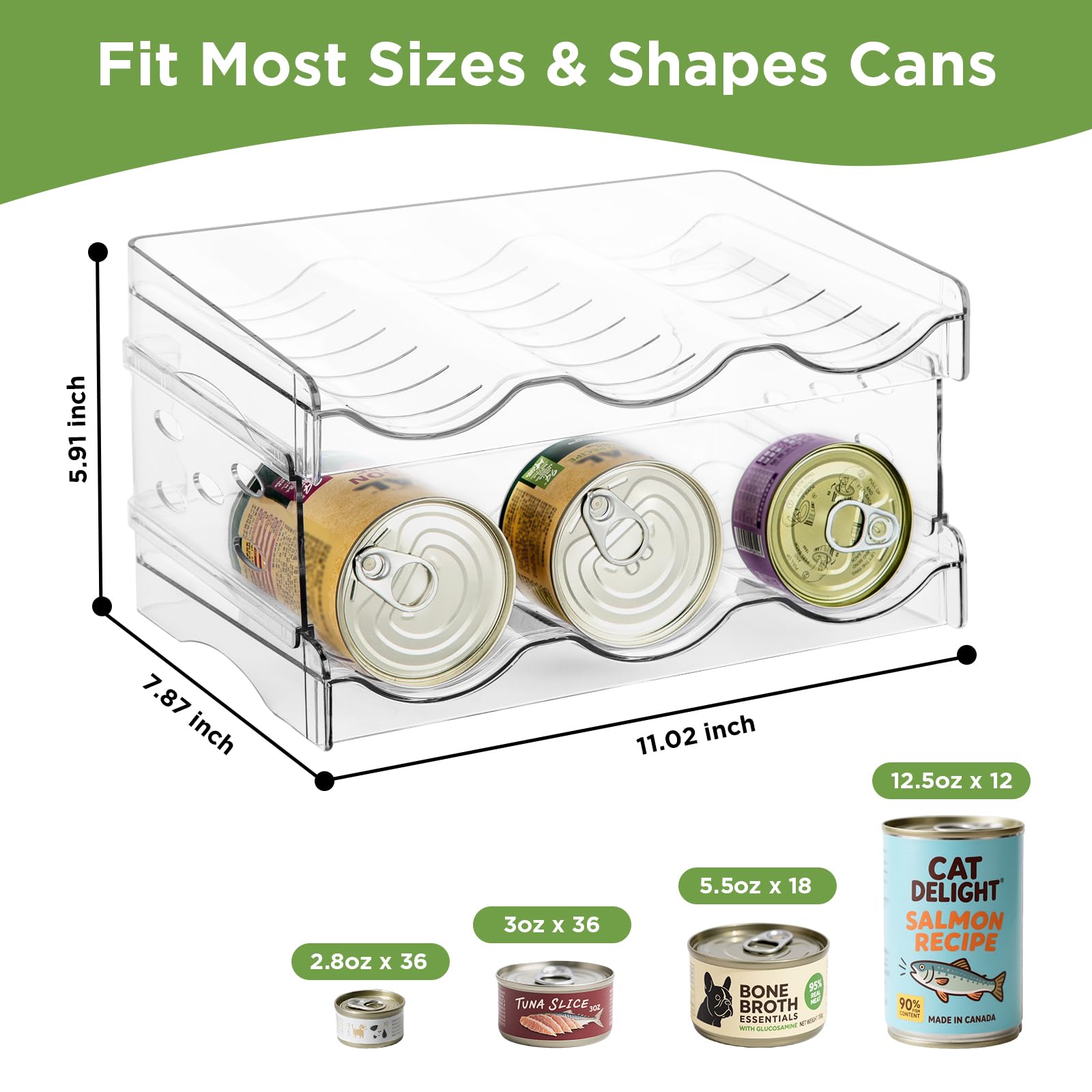 Reflying cat food can organizer clear acrylic highlights contents for easy scanning