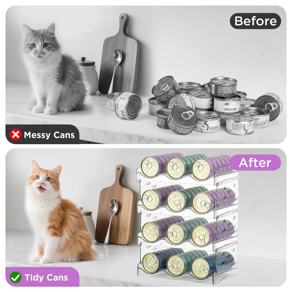 REFLYING cat food can organizer durable acrylic highlights sturdy design for long-term pantry use