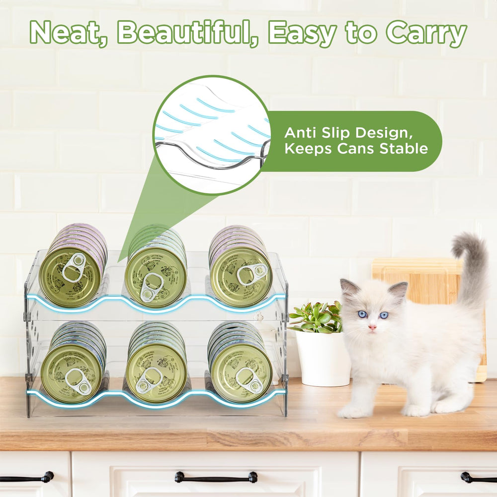 Reflying cat food can organizer durable acrylic withstands heavy stacking without cracking