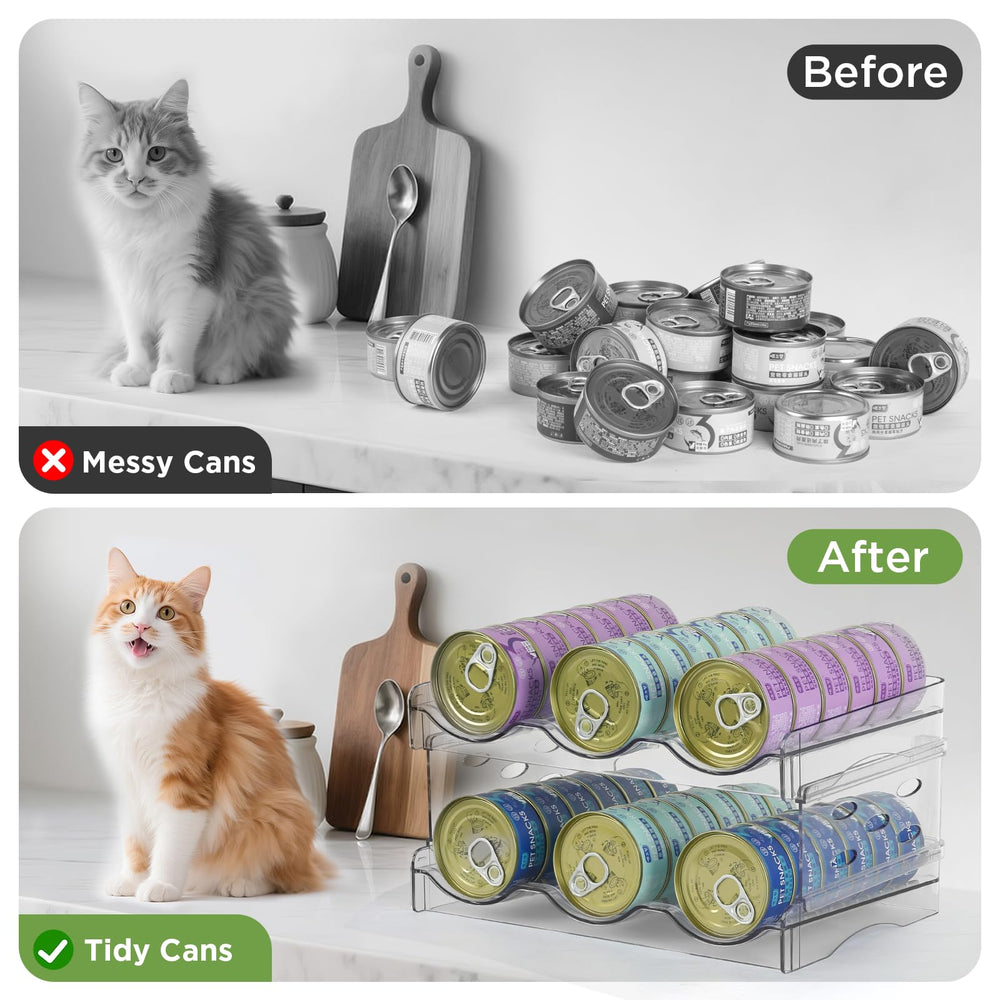 Refying cat food can organizer stackable rack saves space on countertops and shelves